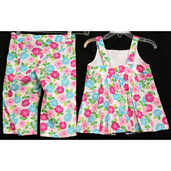 2008 Gymboree Tennis Match Outfit sz 4 Girl Tank Top Pants Flower Colorful Pleat - Picture 4 of 6